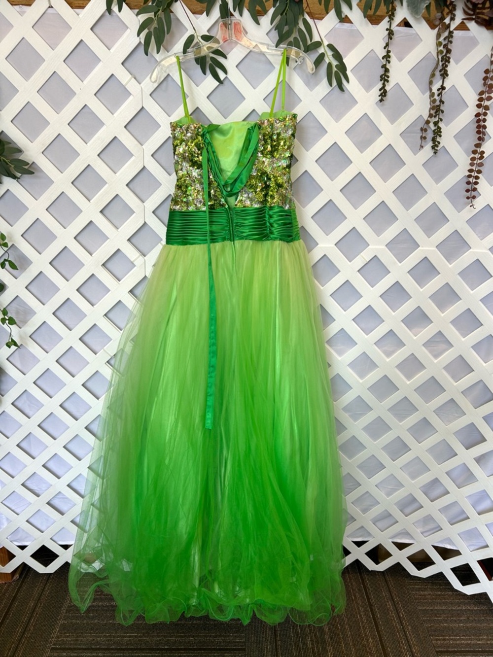 A Formal Affair Green Sequin Strapless Prom Dress XXS Corset Fairy Gown - Picture 6 of 10
